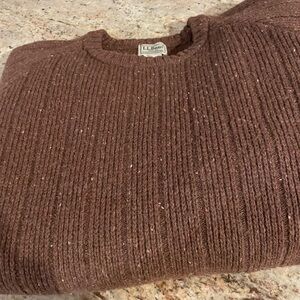 Vintage LL Bean Mens XL Jumper Sweater Crewneck Brown 100% Wool Shetland
